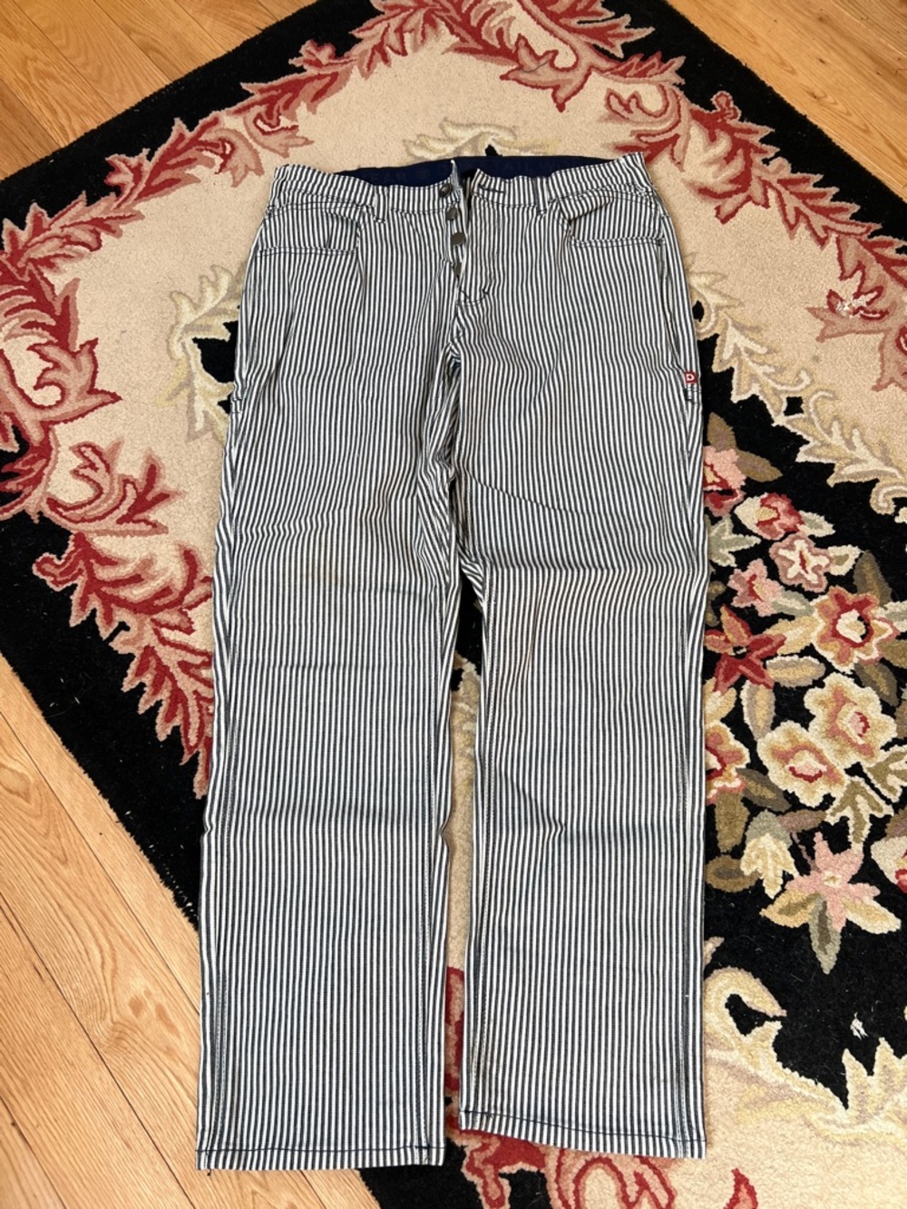 Women’s Navy and White Striped Work Pants